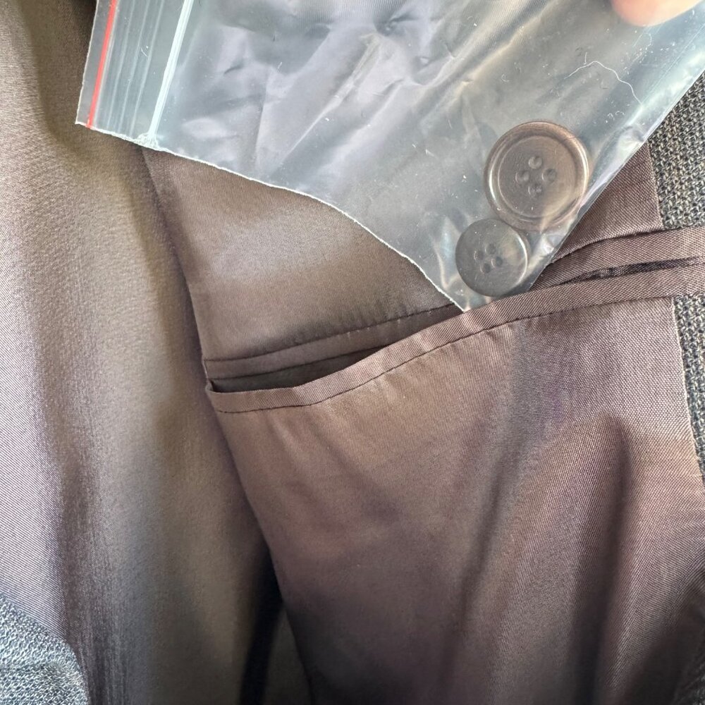 Principe Mens 44R Sport Blazer 100% Wool 3 Button Gray Tan Windowpane Italy New - Picture 16 of 16